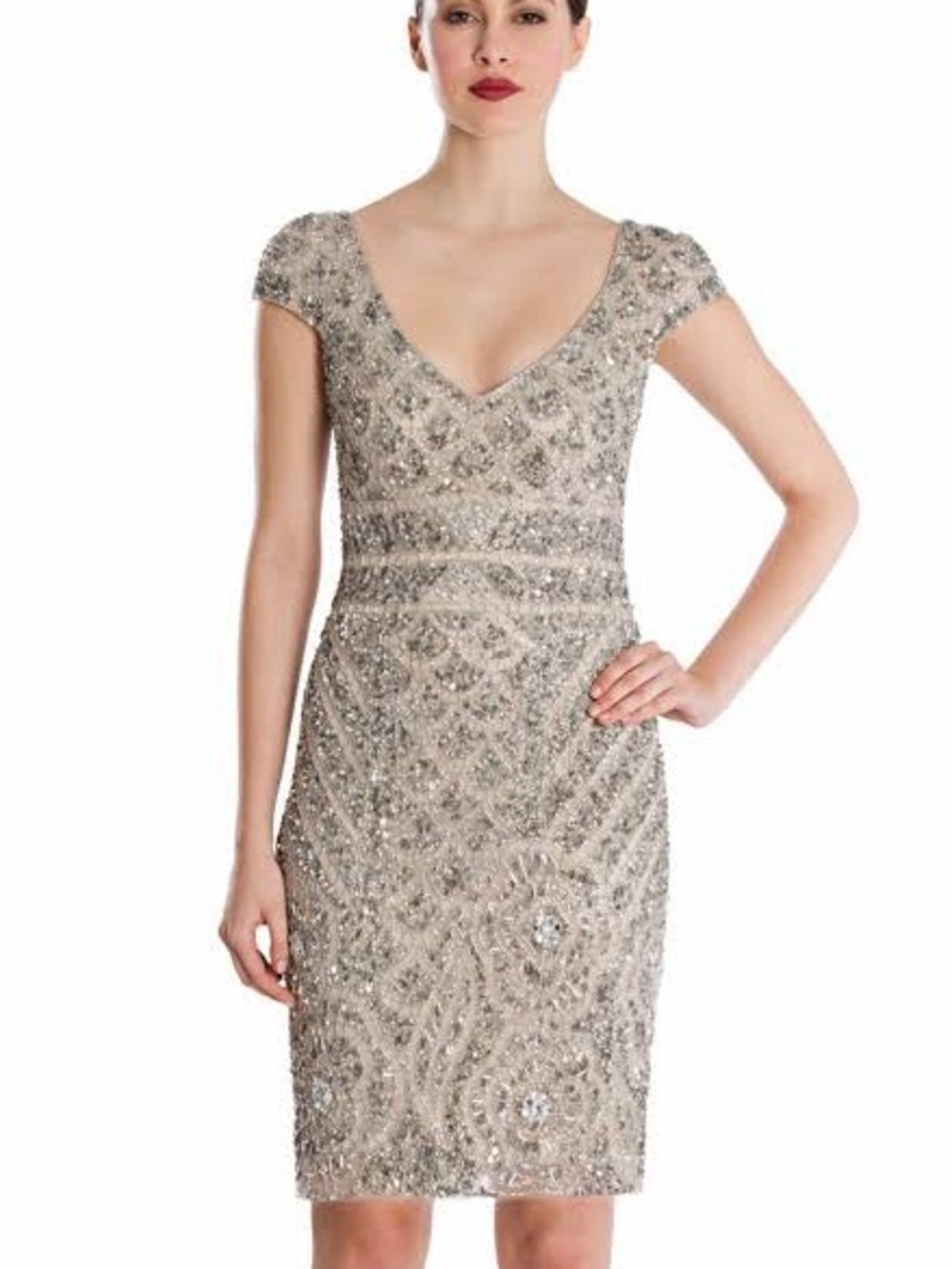 Theia cap sleeve sequin dress size 8 preloved